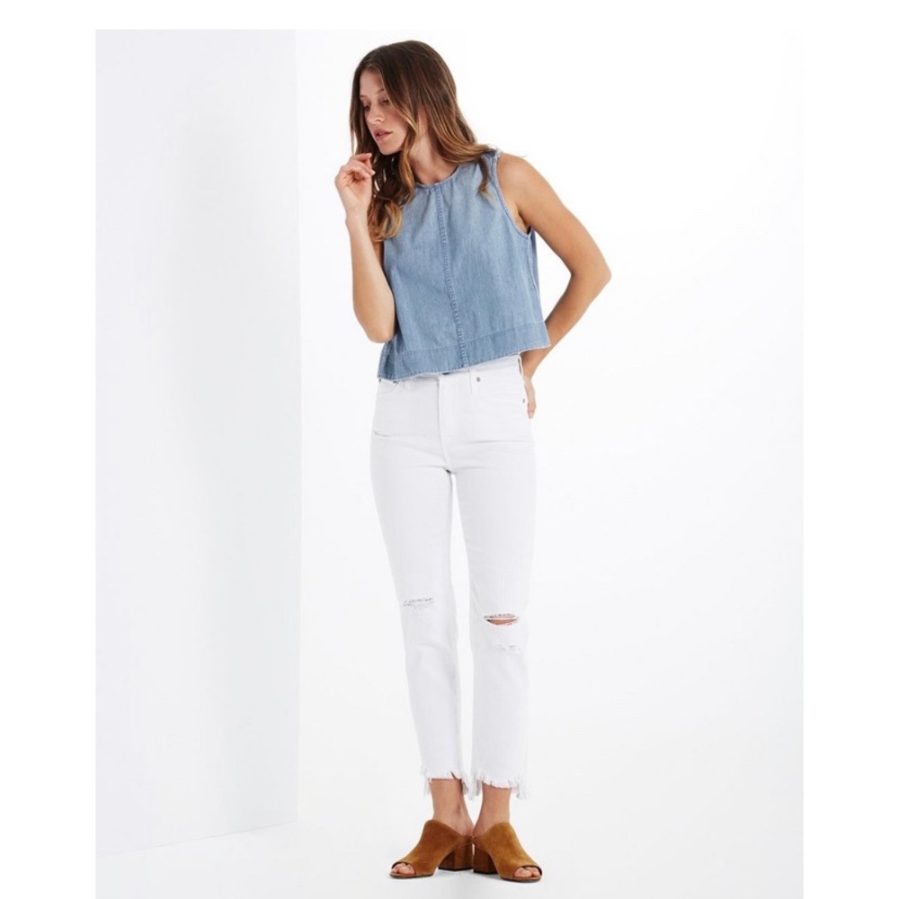 ‘The Phoebe’ white high waisted AG jeans